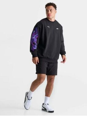 Puma F1 Neón Black Crewneck Sweatshirt with White Logo Tag